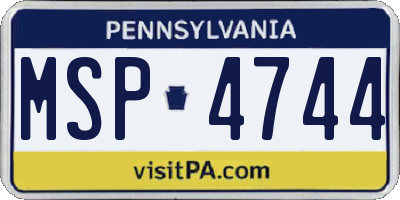 PA license plate MSP4744