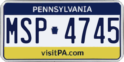 PA license plate MSP4745