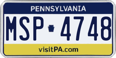 PA license plate MSP4748