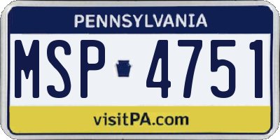 PA license plate MSP4751