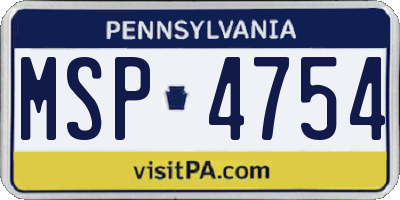 PA license plate MSP4754