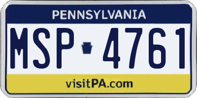 PA license plate MSP4761