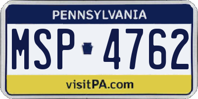 PA license plate MSP4762