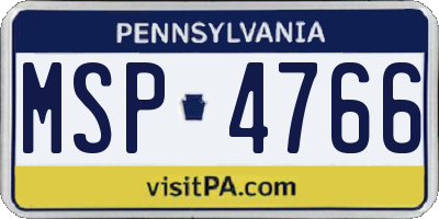 PA license plate MSP4766