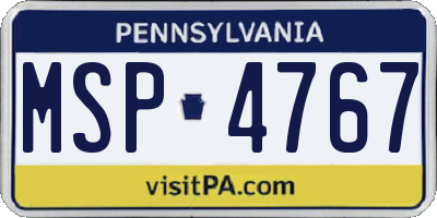 PA license plate MSP4767