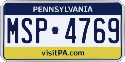 PA license plate MSP4769