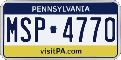 PA license plate MSP4770