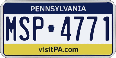 PA license plate MSP4771