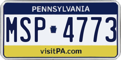 PA license plate MSP4773