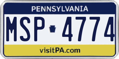 PA license plate MSP4774