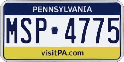 PA license plate MSP4775