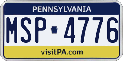PA license plate MSP4776