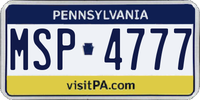 PA license plate MSP4777