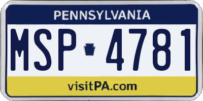 PA license plate MSP4781