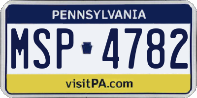 PA license plate MSP4782
