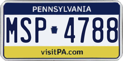 PA license plate MSP4788