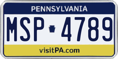 PA license plate MSP4789