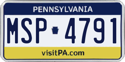 PA license plate MSP4791