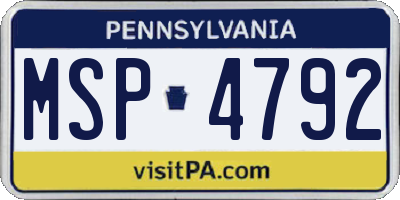 PA license plate MSP4792