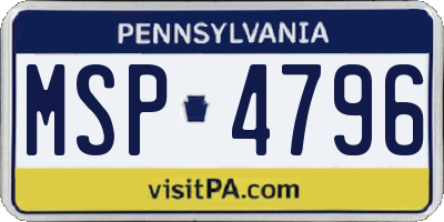 PA license plate MSP4796