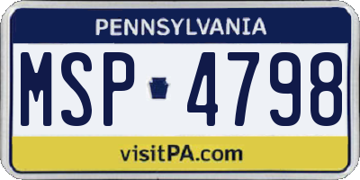 PA license plate MSP4798
