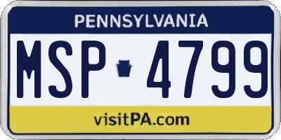 PA license plate MSP4799