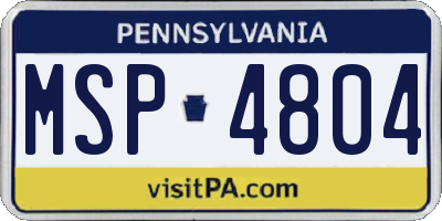 PA license plate MSP4804