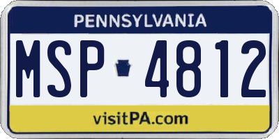 PA license plate MSP4812