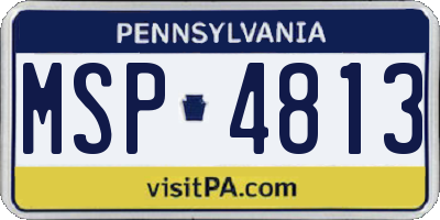 PA license plate MSP4813