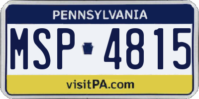 PA license plate MSP4815