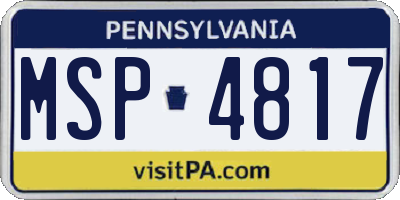 PA license plate MSP4817
