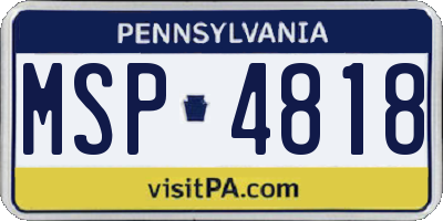 PA license plate MSP4818