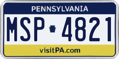 PA license plate MSP4821