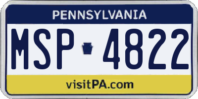 PA license plate MSP4822