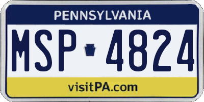 PA license plate MSP4824