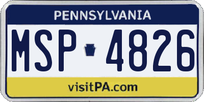 PA license plate MSP4826
