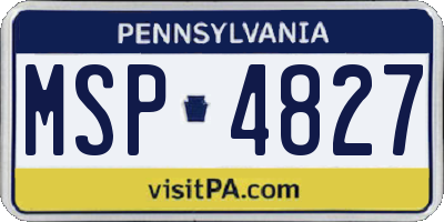 PA license plate MSP4827