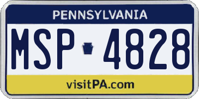 PA license plate MSP4828