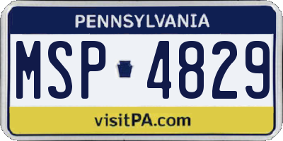 PA license plate MSP4829