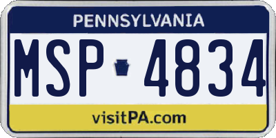 PA license plate MSP4834