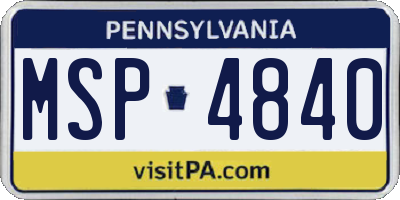 PA license plate MSP4840