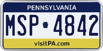 PA license plate MSP4842