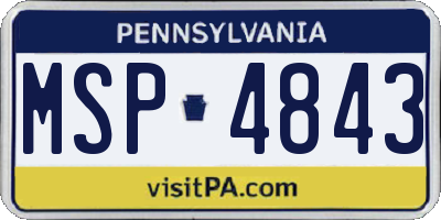PA license plate MSP4843