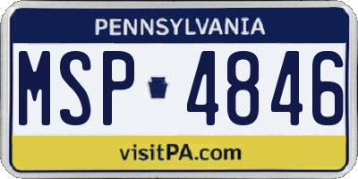 PA license plate MSP4846