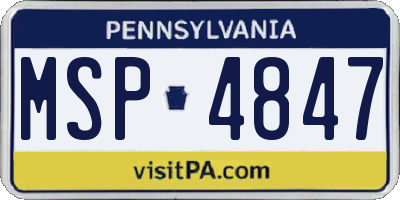 PA license plate MSP4847