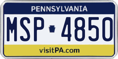 PA license plate MSP4850