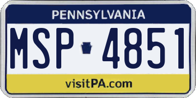 PA license plate MSP4851