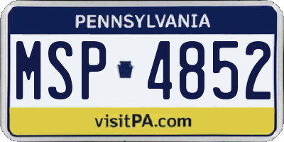 PA license plate MSP4852