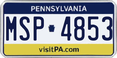 PA license plate MSP4853