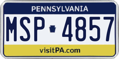 PA license plate MSP4857